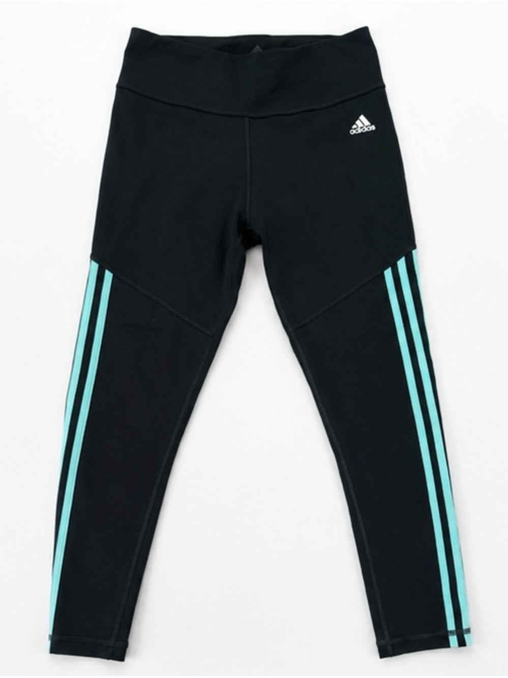 Women’s Adidas Climalite Leggings Black Green Stripes Size M